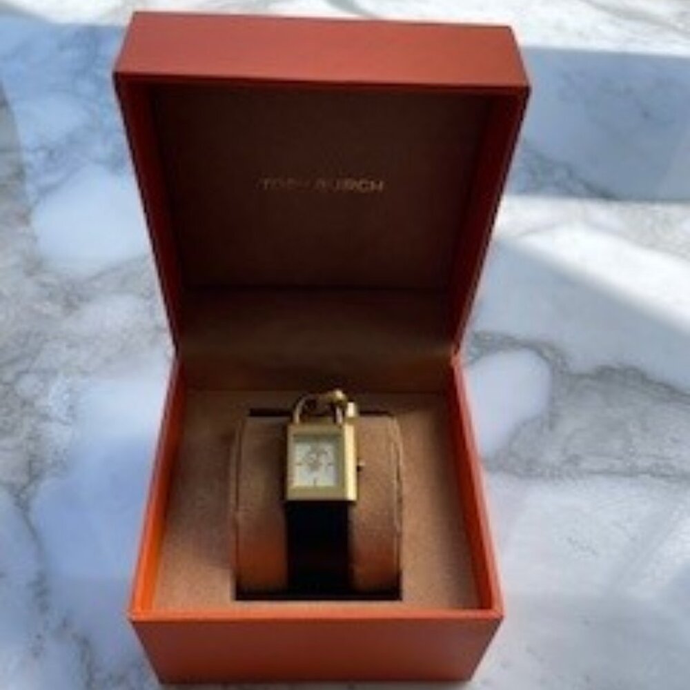 Tory Burch Surrey Black Leather Strap Women's Watch